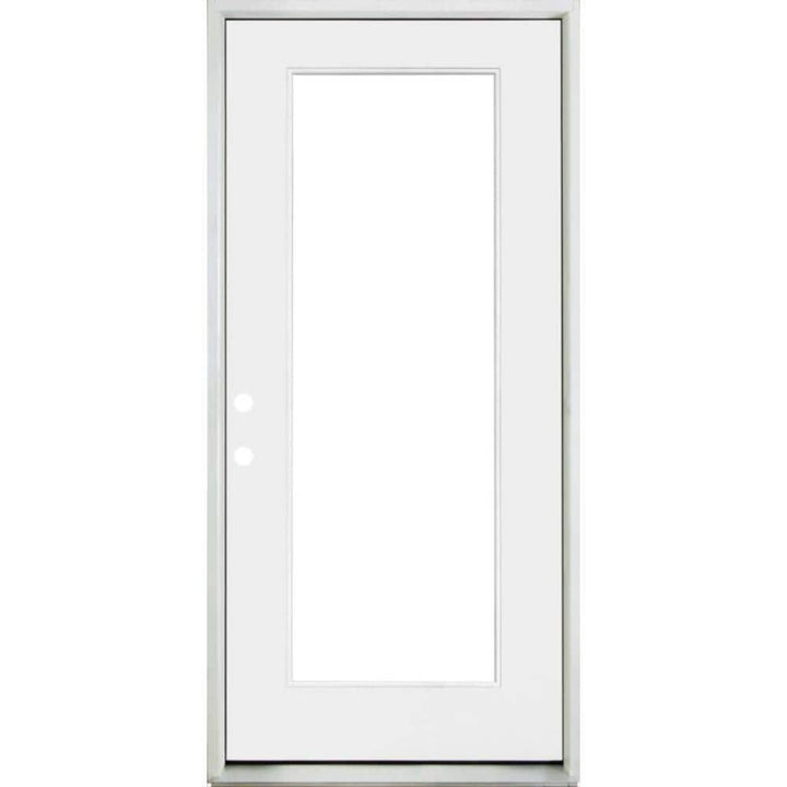 Steves & Sons 36 in. x 80 in. Legacy Series Full Lite Clear Glass Right-Hand Inswing White Primed Fiberglass Prehung Front Door