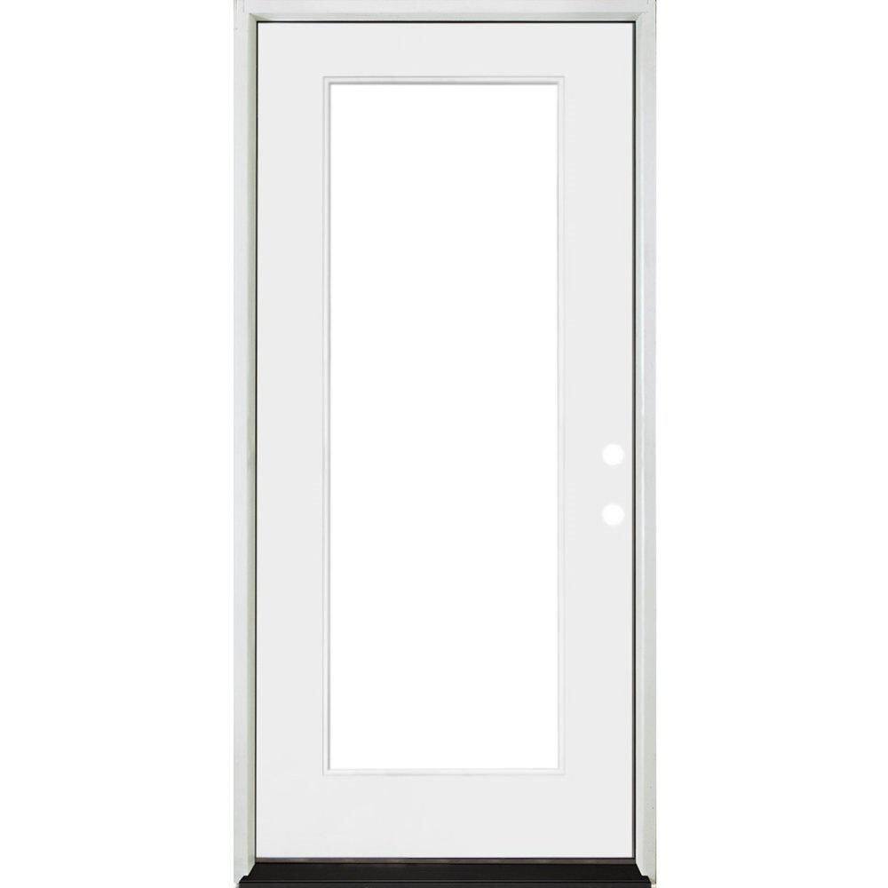 Steves & Sons 36 in. x 80 in. Legacy Series Full Lite Clear Glass Right-Hand Inswing White Primed Fiberglass Prehung Front Door