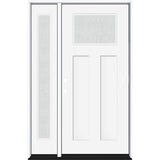Steves & Sons Legacy Series 51 in. x 81-1/2 in. Primed Fiberglass Front Door, Single with Right Sidelite, Left-Hand Inswing, Bronze Hinges