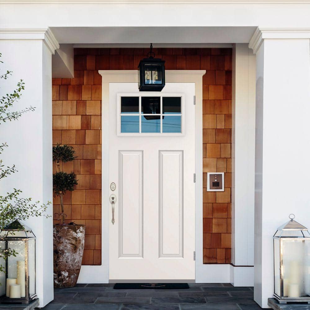 Steves & Sons 36 in. x 80 in. 6 Lite Left-Hand Outswing Primed White Steel Prehung Front Door with 4-9/16 in. Frame
