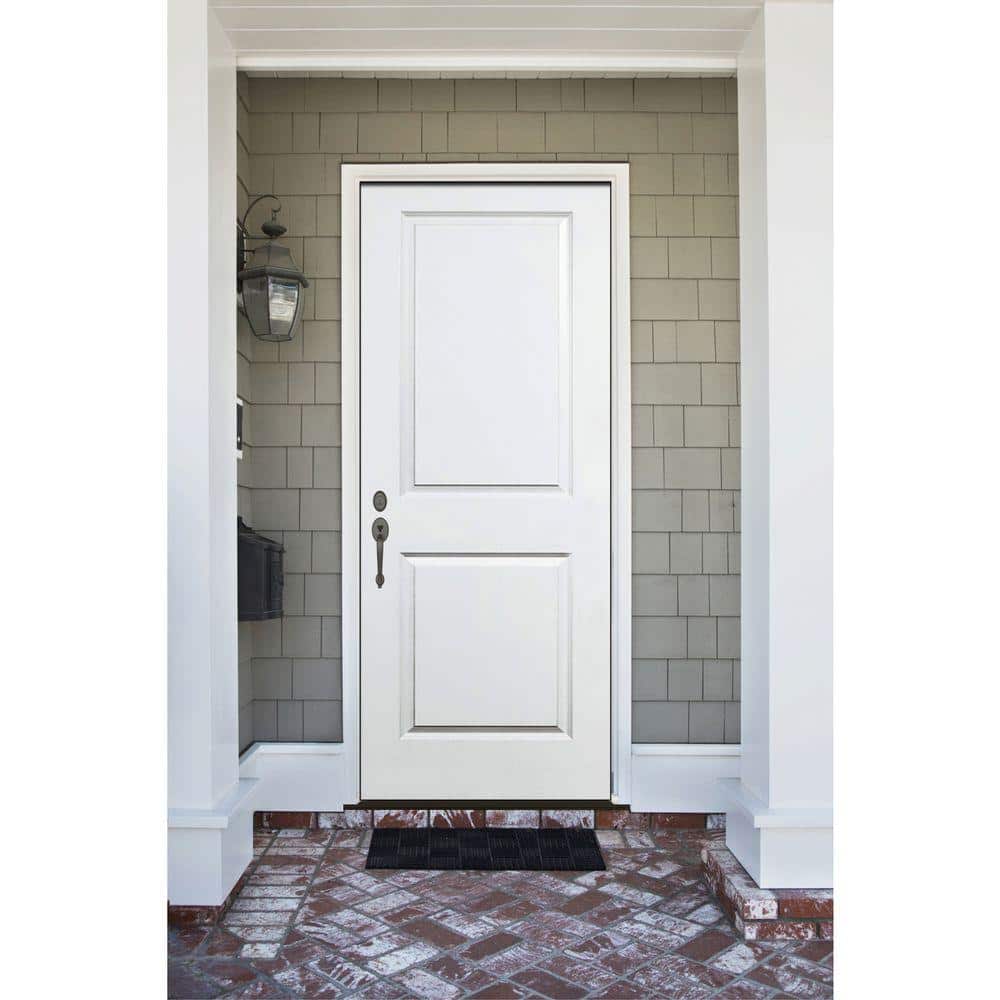 Steves & Sons 36 in. x 80 in. Premium 2-Panel Square Primed White Steel Prehung Front Door, Right-Hand Inswing, 4 in. Wall