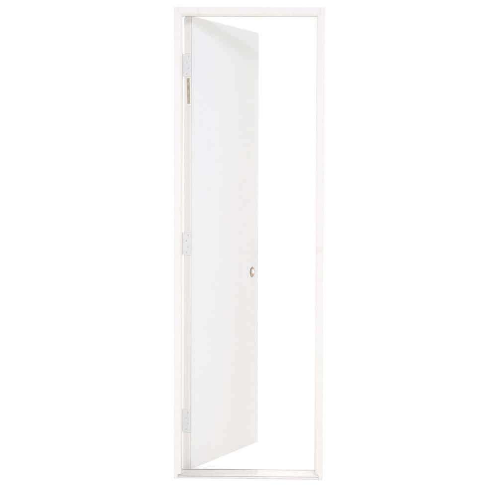 Steves & Sons 24 in. x 80 in. Premium Flush Primed White Left-Hand Outswing Steel Prehung Front Door with 4-9/16 in. Frame