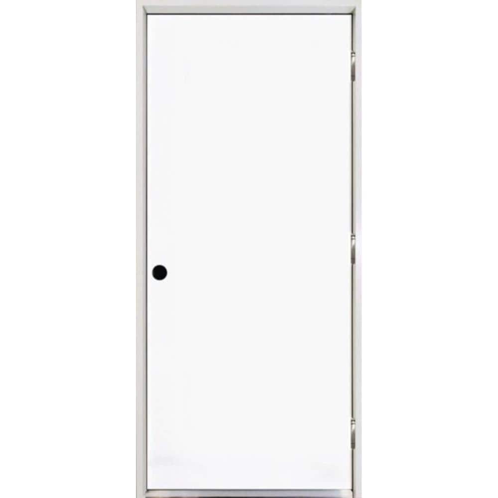 Steves & Sons 24 in. x 80 in. Premium Flush Primed White Left-Hand Outswing Steel Prehung Front Door with 4-9/16 in. Frame
