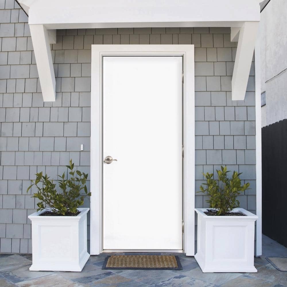 Steves & Sons 24 in. x 80 in. Premium Flush Primed White Left-Hand Outswing Steel Prehung Front Door with 4-9/16 in. Frame
