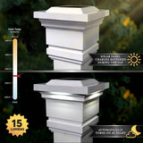 CLASSY CAPS Classy 4 in. x 4 in. Outdoor White Vinyl LED Solar Post Cap (2-Pack)
