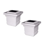 CLASSY CAPS Classy 4 in. x 4 in. Outdoor White Vinyl LED Solar Post Cap (2-Pack)