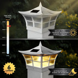CLASSY CAPS Ambience 5 in. x 5 in. Outdoor White Vinyl LED Solar Post Cap (2-Pack)