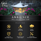 CLASSY CAPS Ambience 5 in. x 5 in. Outdoor White Vinyl LED Solar Post Cap (2-Pack)