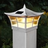 CLASSY CAPS Ambience 5 in. x 5 in. Outdoor White Vinyl LED Solar Post Cap (2-Pack)