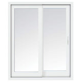 59 in. x 80 in. Glacier White Vinyl Right-Hand Low-E Sliding Patio Door with Screen, Handle Set and Nailing Fin