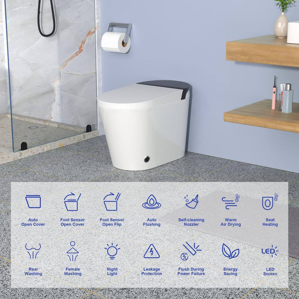 RAINLEX Elongated Bidet Toilet 1.28 GPF in White with Heated, Soft Close RX-T16W