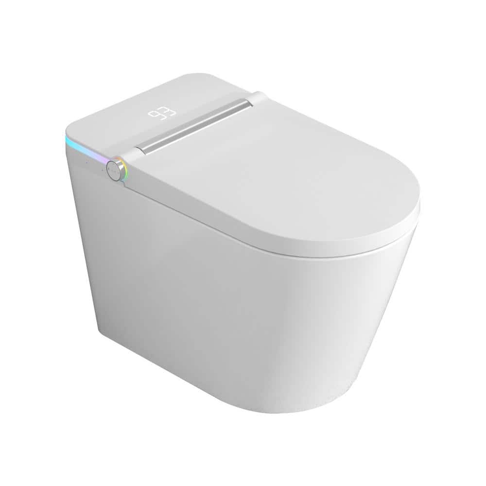 RAINLEX Elongated Bidet Toilet 1.28 GPF in White with Heated Soft Close