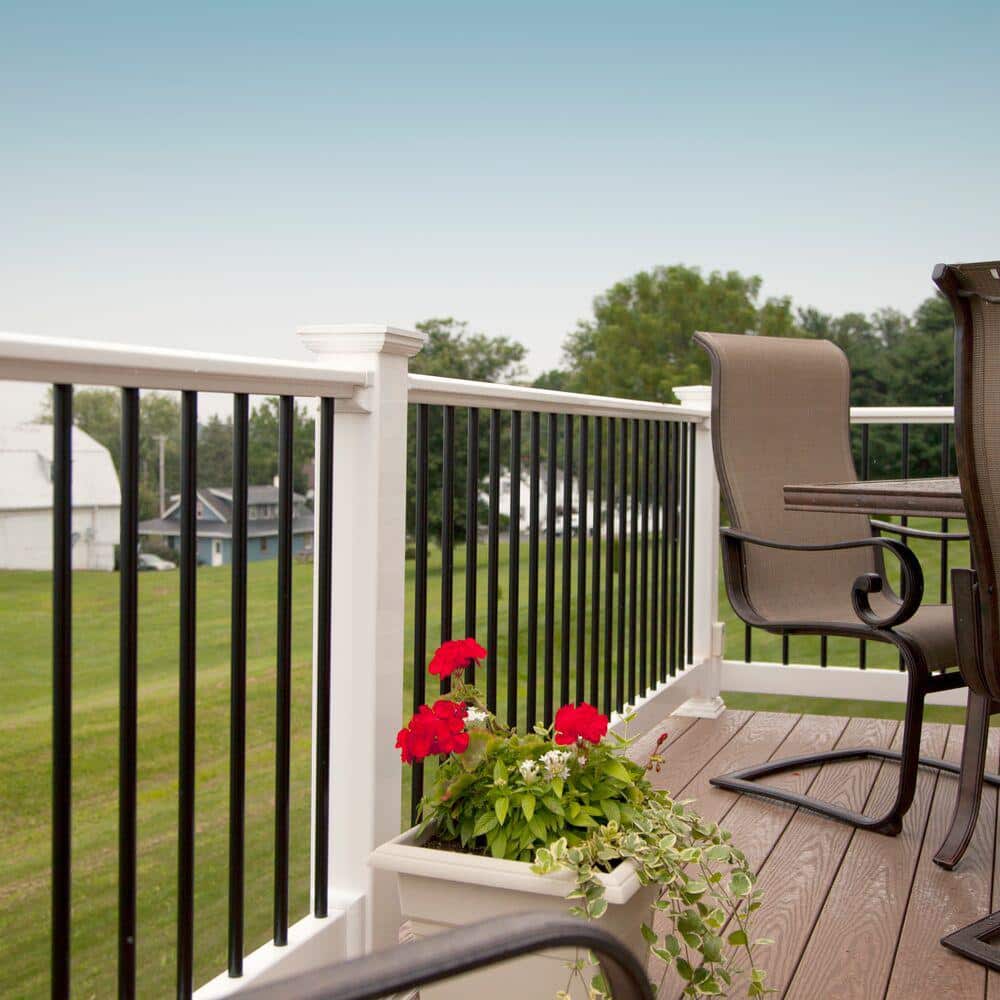 RDI 6 ft. x 36 in. White Vinyl Original Rail Level Rail Kit Including 3/4 in. Black Round Balusters