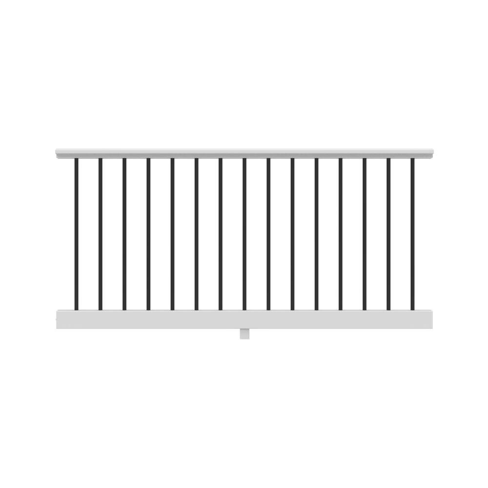 RDI 6 ft. x 36 in. White Vinyl Original Rail Level Rail Kit Including 3/4 in. Black Round Balusters