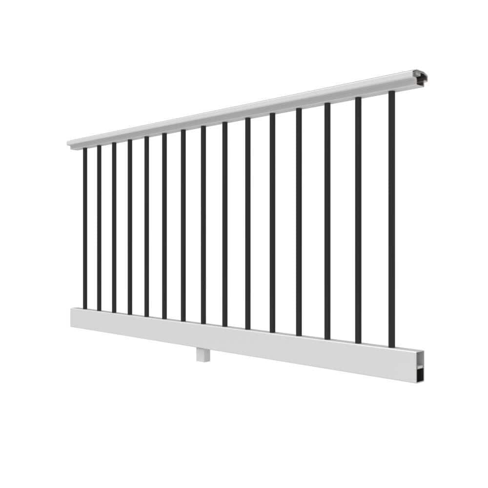 RDI 6 ft. x 36 in. White Vinyl Original Rail Level Rail Kit Including 3/4 in. Black Round Balusters