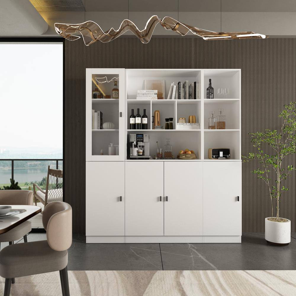 White Wood Quick Assemble Base Kitchen Cabinet With 2 Doors and Shelves (31.5 in W x 11.5 in D x 70.9 in H)