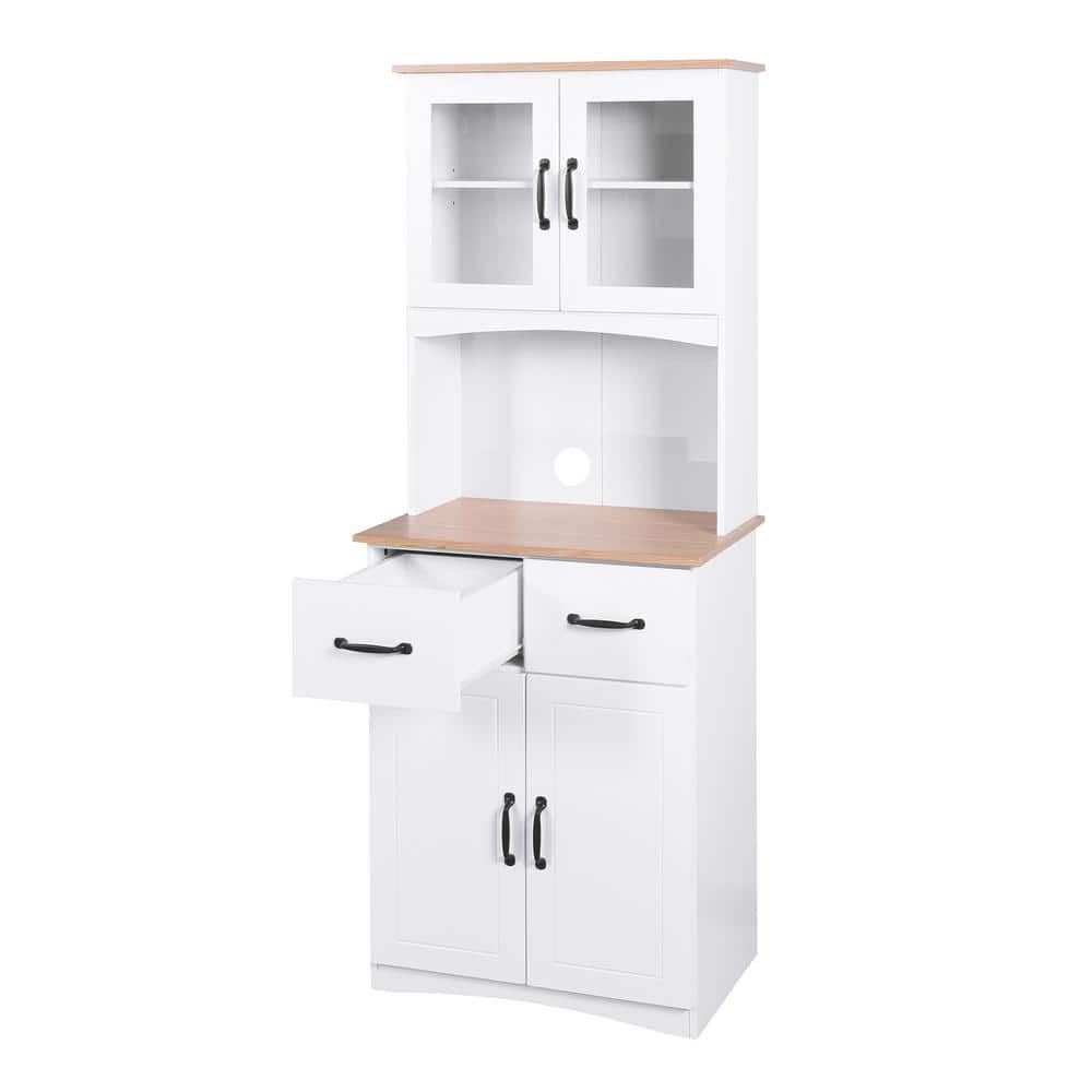 15.75 in. D × 23.62 in. W × 66.90 in. H Wood Kitchen Pantry Storage Cabinet with Doors, Drawer, Ready to Assemble, White