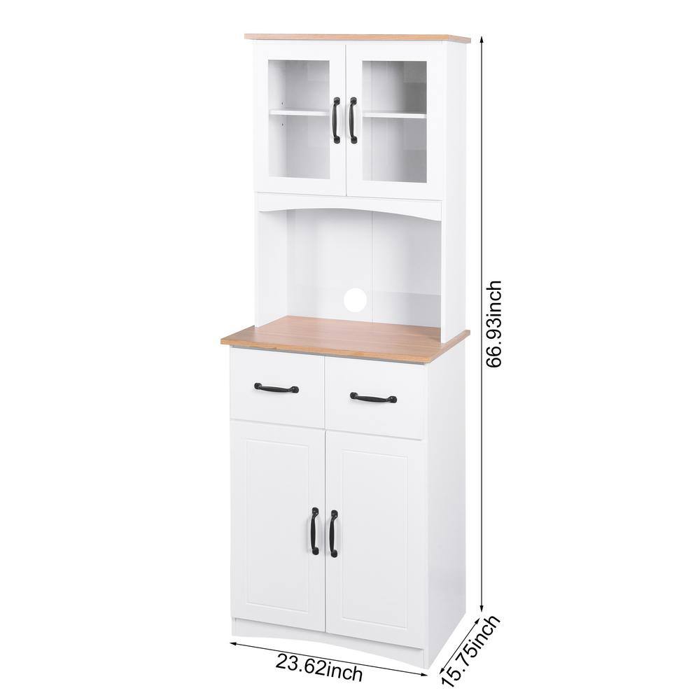 15.75 in. D × 23.62 in. W × 66.90 in. H Wood Kitchen Pantry Storage Cabinet with Doors, Drawer, Ready to Assemble, White