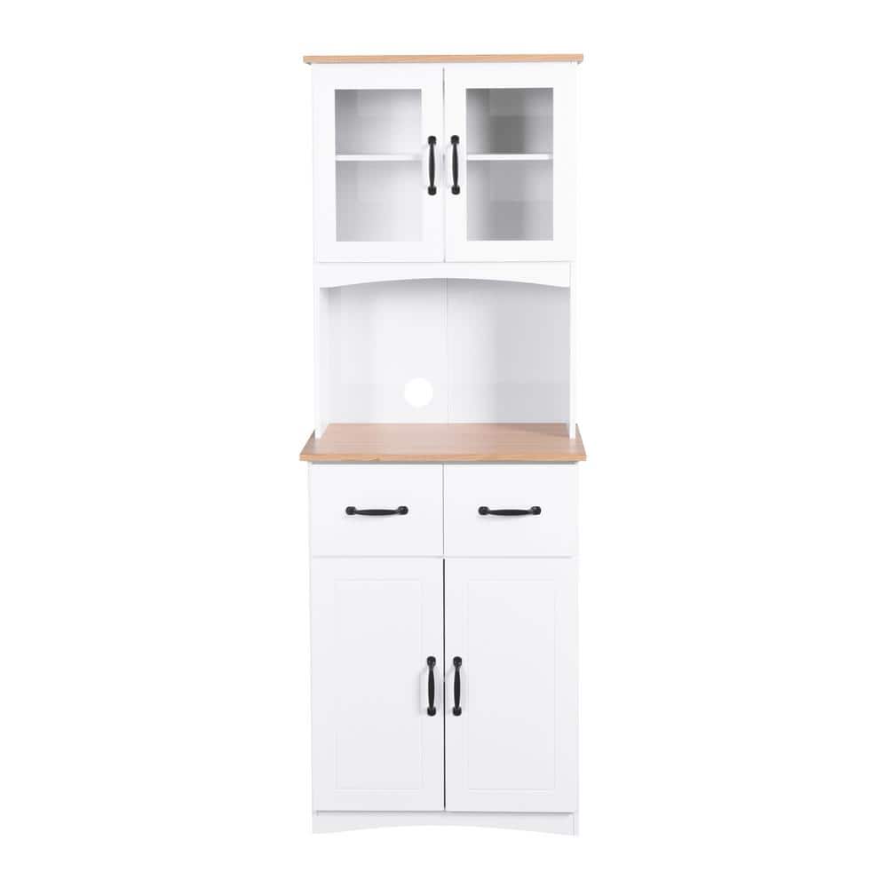 15.75 in. D × 23.62 in. W × 66.90 in. H Wood Kitchen Pantry Storage Cabinet with Doors, Drawer, Ready to Assemble, White