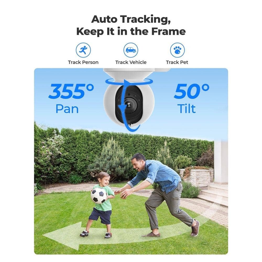 REOLINK E1 Series Wired PoE Outdoor 4K PTZ Home Security Camera with 3X Optical Zoom, Smart Detect, Auto Tracking and Spotlights