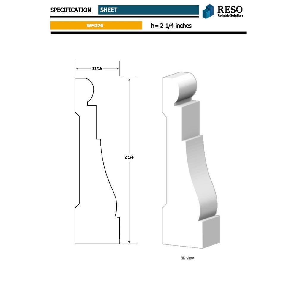 RESO RMC 376 11/16 in. D x 2-1/4 in. W x 85 in. L Primed Finger-Joined Pine Casing Molding 3-Pieces 21 ft. Total