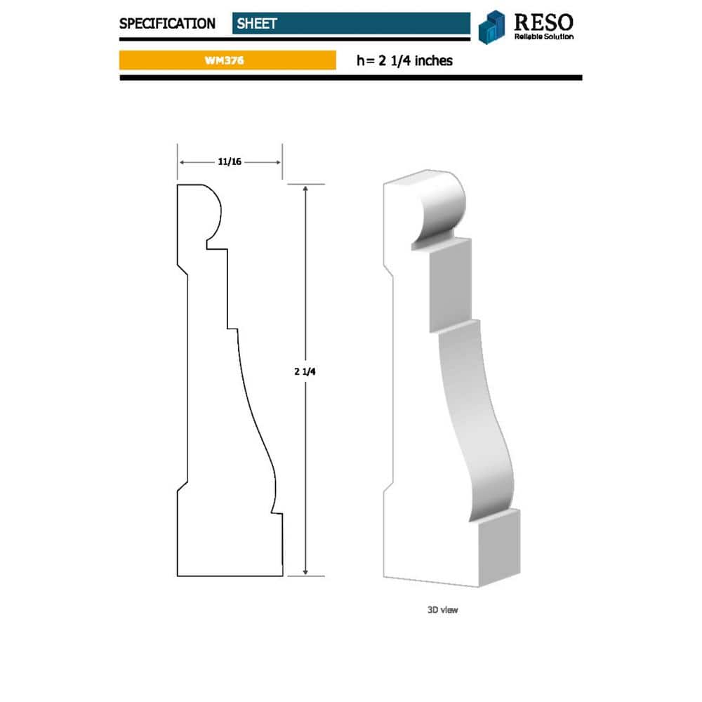 RESO RMC 376 11/16 in. D x 2-1/4 in. W x 85 in. L Primed Finger-Joined Pine Casing Molding 5-Pieces 35 ft. Total