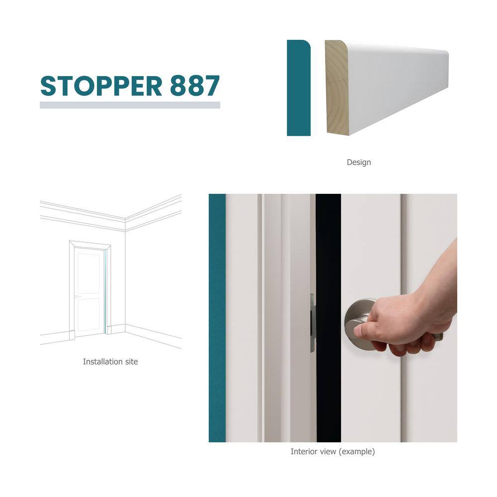 RESO RMC 887 3/8 in. D x 1-1/4 in. W x 99 in. L Primed Finger-Joined Pine Doorstop Molding 3-Pieces 24 Ft. Total