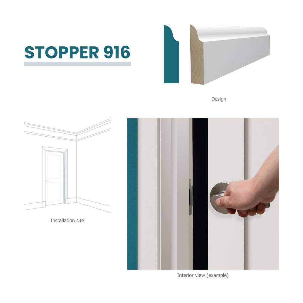 RESO RMC 916 3/8 in. D x 1-3/8 in. W x 99 in. L Primed Finger-Joined Pine Doorstop Molding 10-Pieces 80 ft. Total