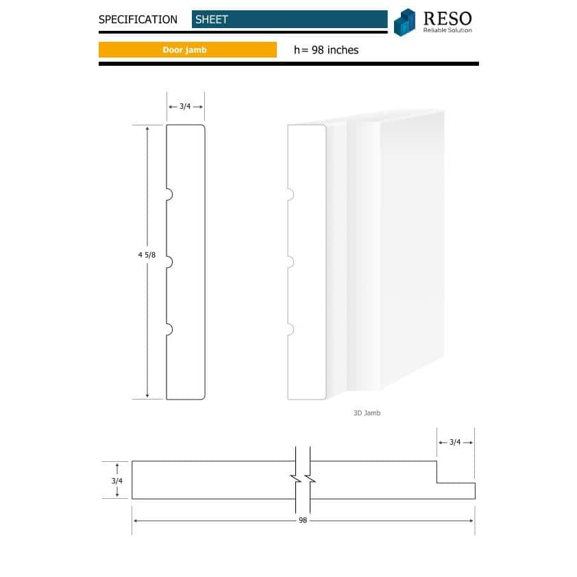 RESO RMJ 41 5/8 in. D x 4 5/8 in. W x 96 in. L Primed Finished 4-Sides FJ Pine Door Jamb 3-Pieces per Box