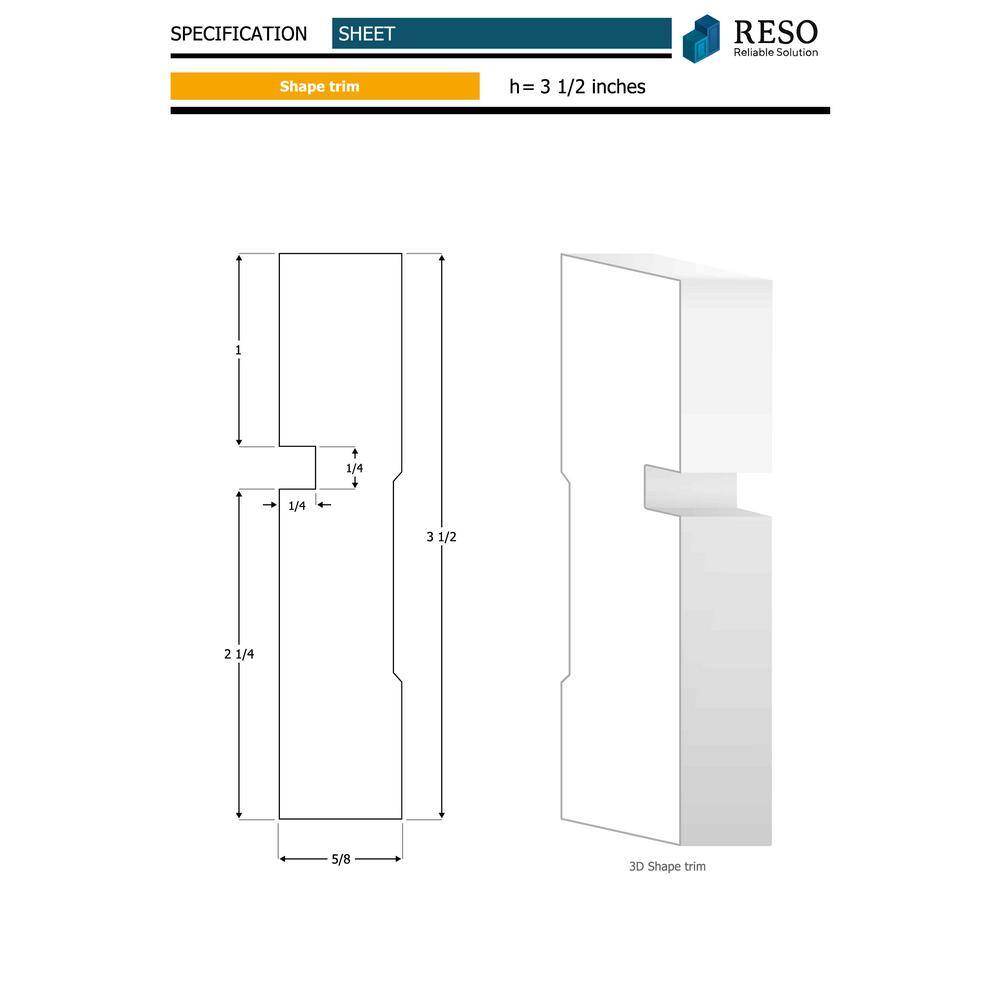 RESO RT 352 5/8 D in. x 3-1/2 W x 84 L in. Primed Pine Wood Finger-Joined Moliding Casing for 36 in. Door One Side