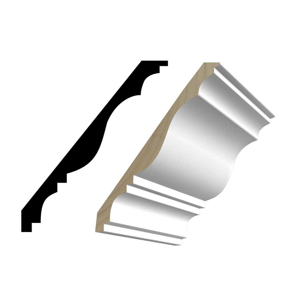 RESO M61 9/16 in. D x 6-1/4 in. W x 96 in. L Primed Finger-Joined Pine Crown Molding 10-Pieces 80 ft. Total