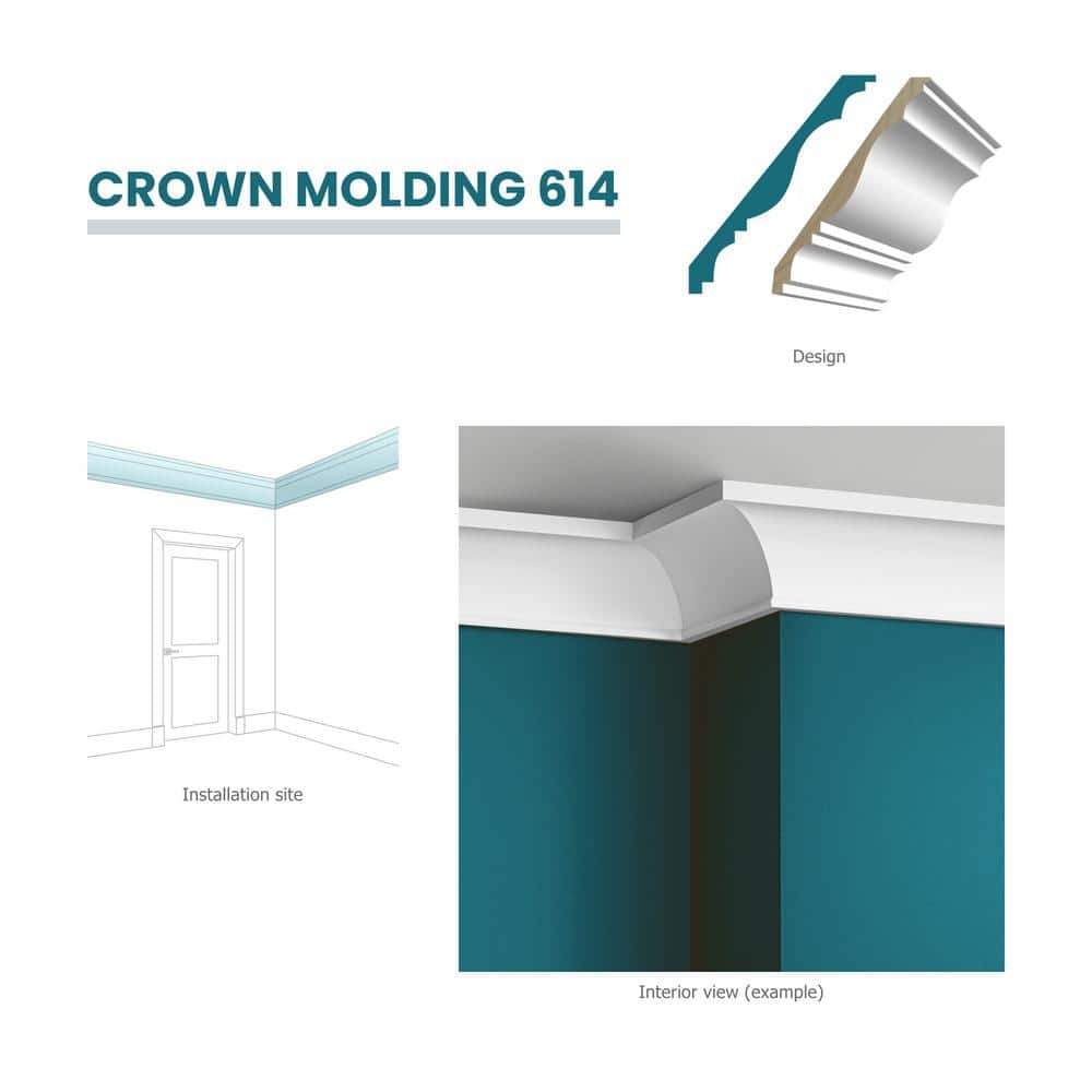 RESO M61 9/16 in. D x 6-1/4 in. W x 96 in. L Primed Finger-Joined Pine Crown Molding 10-Pieces 80 ft. Total