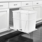 Rev-A-Shelf 27-Quart Plastic Pull-Out Trash Can, Double Bin, White, RV-15PB-2 S