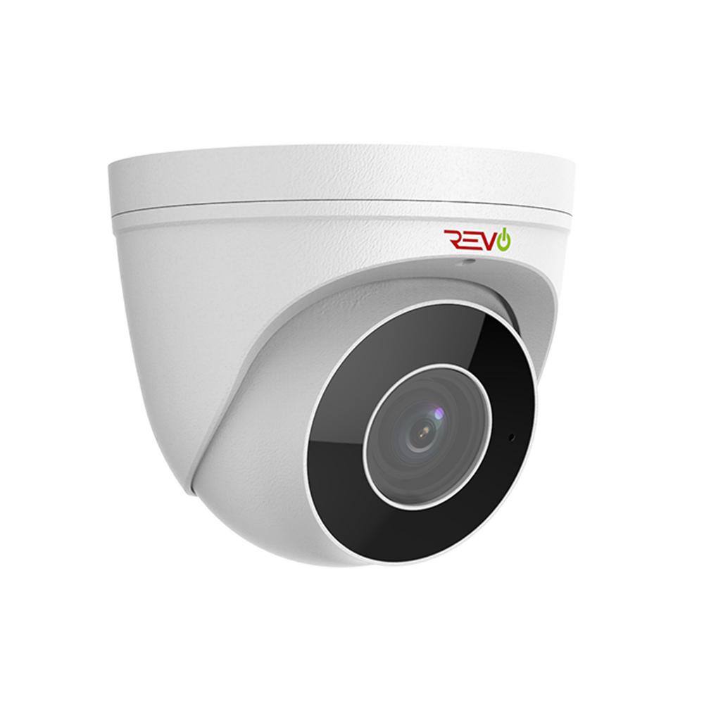 Revo 4MP IP Commercial Grade Indoor/Outdoor Surveillance Turret Camera with Motorized Lens & Built-In Microphone