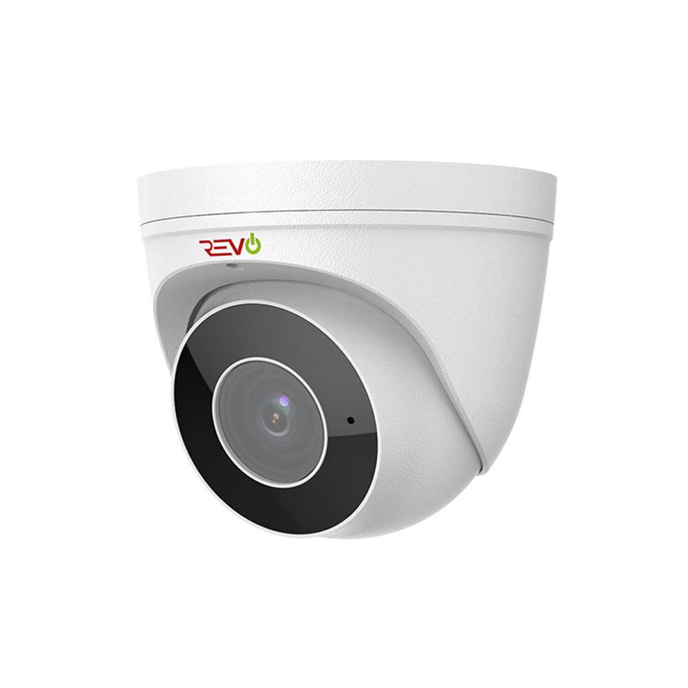 Revo 4MP IP Commercial Grade Indoor/Outdoor Surveillance Turret Camera with Motorized Lens & Built-In Microphone