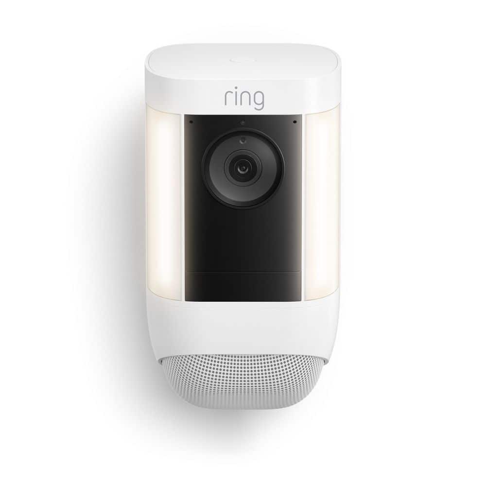 Ring Spotlight Cam Pro, Battery - Smart Security Video Camera with LED Lights, Dual Band Wifi, 3D Motion Detection, White