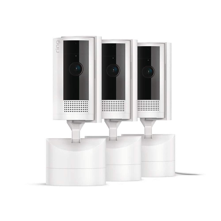 Ring Pan-Tilt Indoor Cam Plug-in Security Camera with 360° Horizontal Pan Coverage, Live View and Two-Way Talk, White-3 Pack