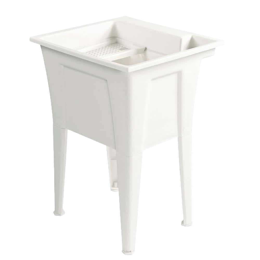 RUGGED TUB 24 in. x 22 in. White Utility/Laundry Sink with Pullout Faucet