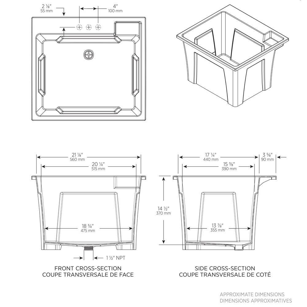 RUGGED TUB 24 in. x 22 in. White Freestanding Utility/Laundry Sink Set with 2-Handle Pullout Faucet