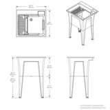 RUGGED TUB 24 in. x 22 in. White Freestanding Utility Sink with Black Pullout Faucet
