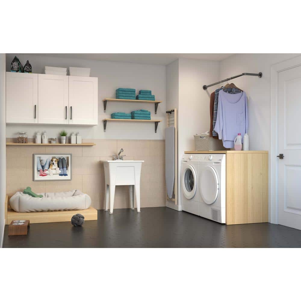 RUGGED TUB 24 in. x 22 in. White Utility/Laundry Sink with Pullout Faucet
