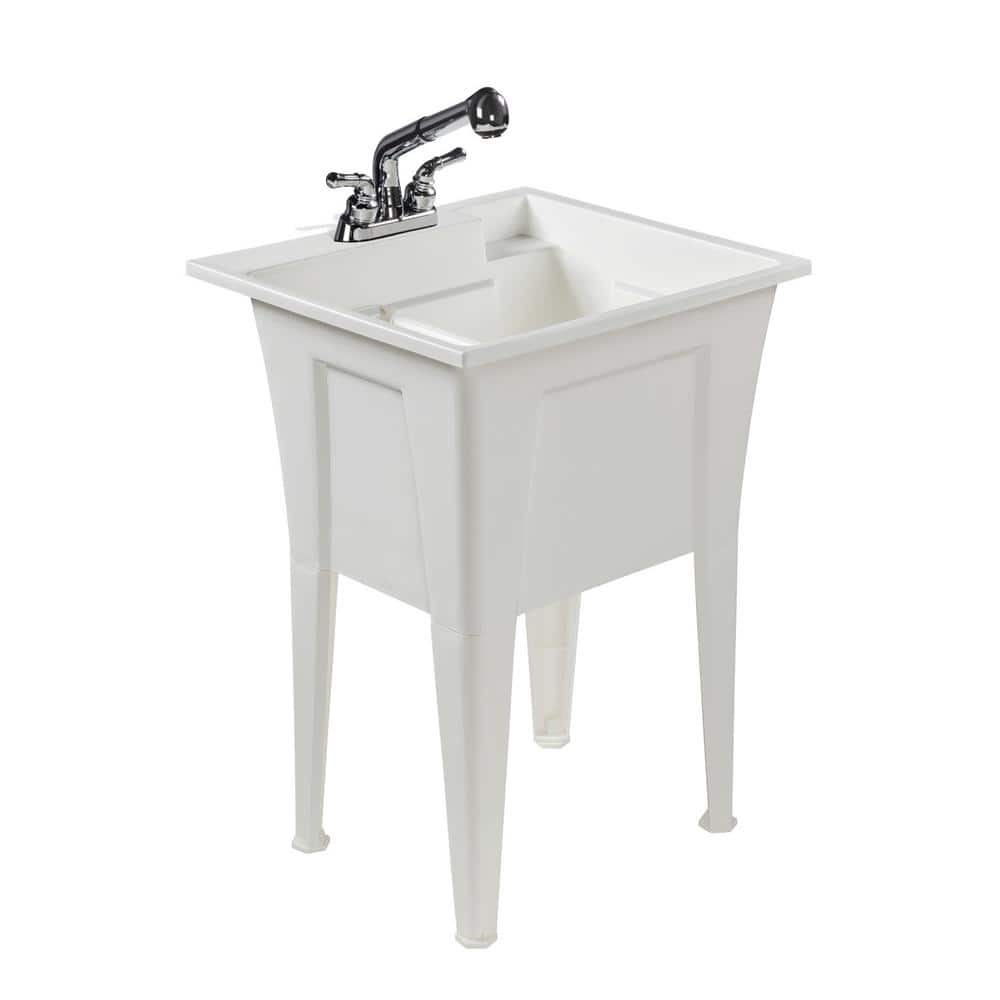 RUGGED TUB 18 Gal Freestanding Utility/Laundry Sink with Microban Protection and Faucet