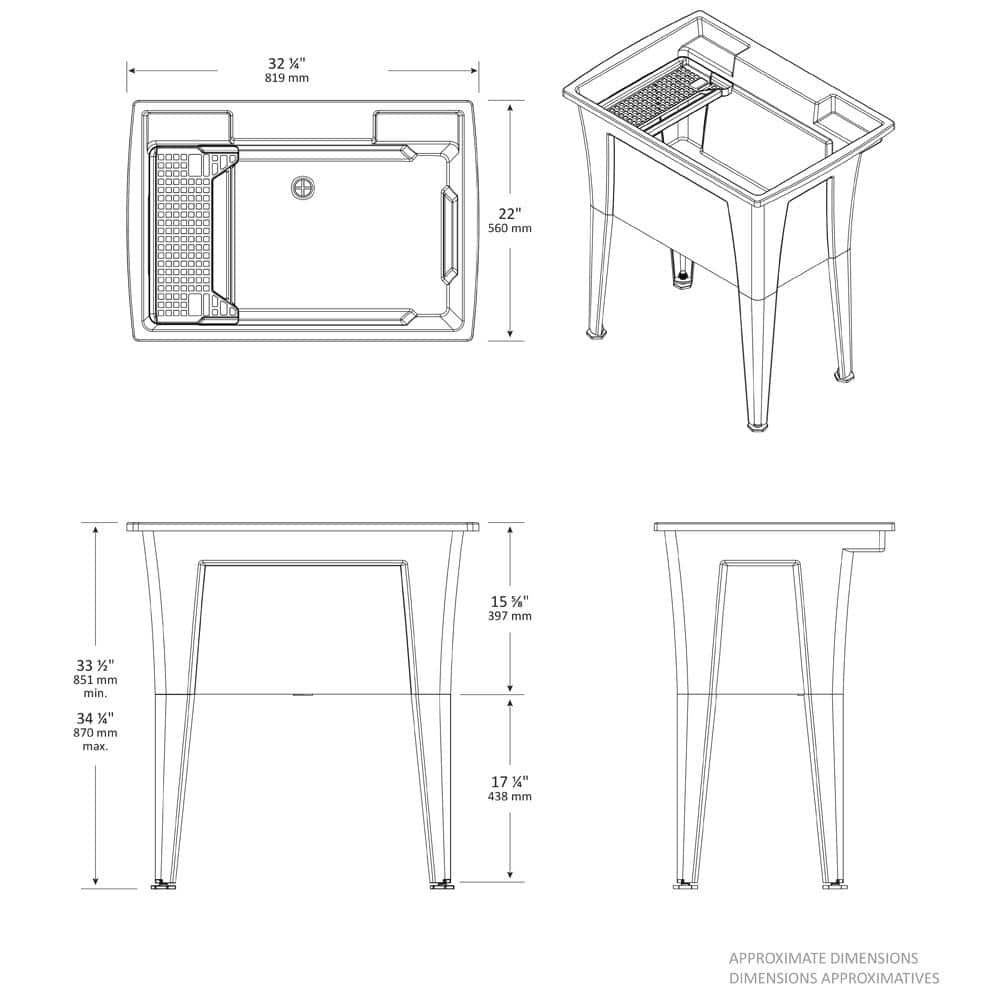 RUGGED TUB 32 in. x 22 in. White Freestanding Utility Laundry Sink