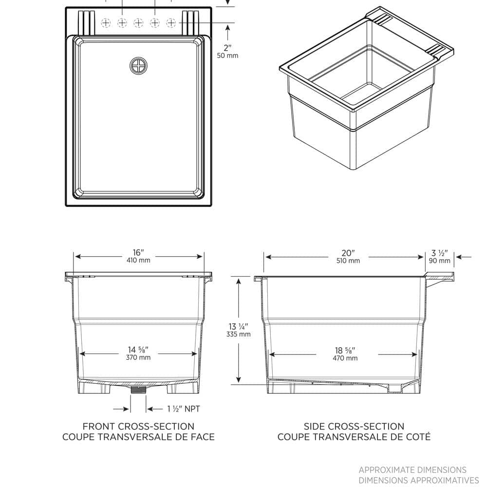 RUGGED TUB 18 x 24 inch White Freestanding Utility Laundry Sink (Pack of 2)