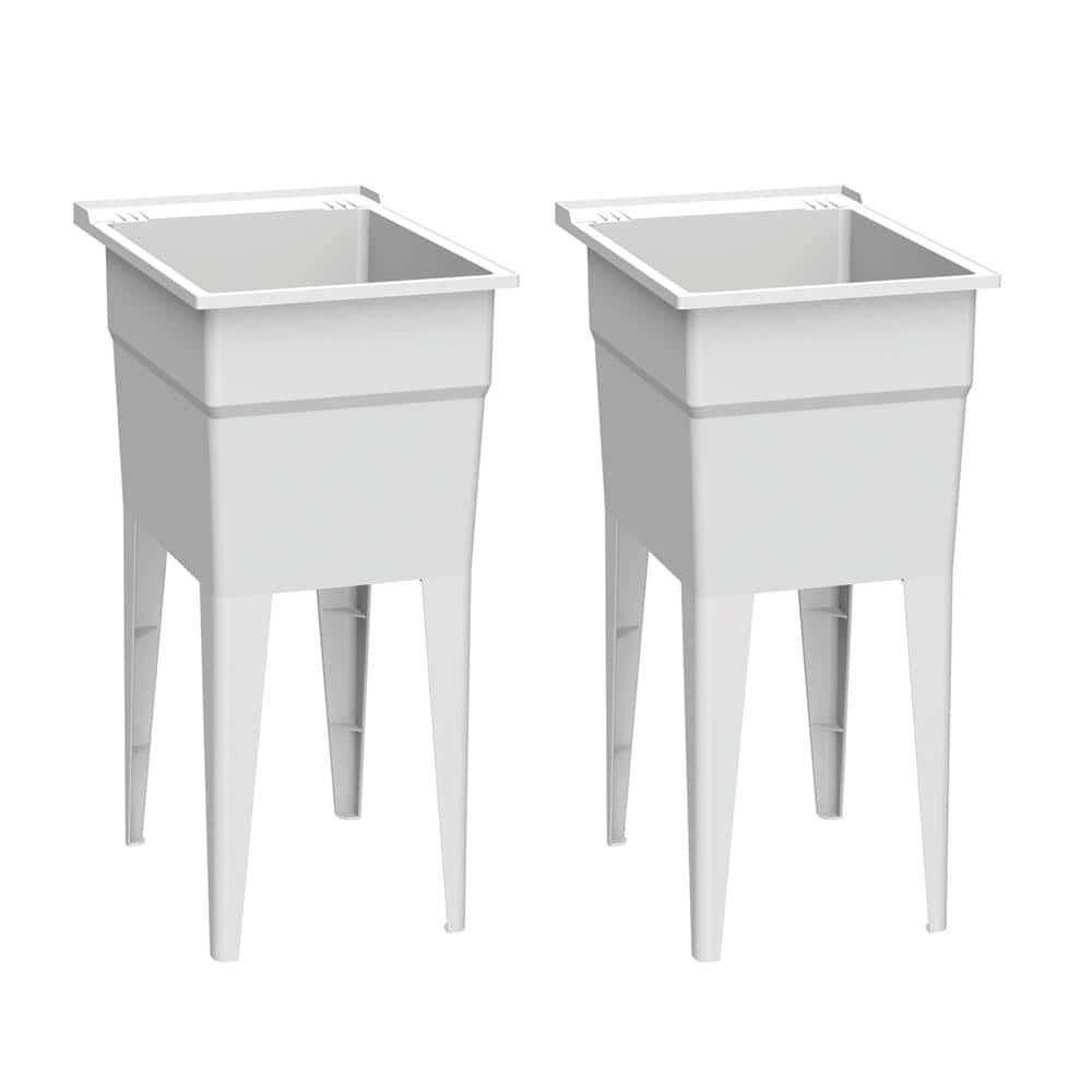 RUGGED TUB 18 x 24 inch White Freestanding Utility Laundry Sink (Pack of 2)