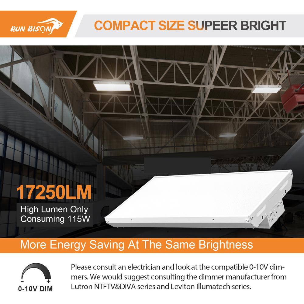 RUN BISON 1.4 ft. 115-Watt 17,000-Lumens Integrated LED Dimmable White Linear High Bay Light 120-277-Volt 4000K/5000K (2-Pack)