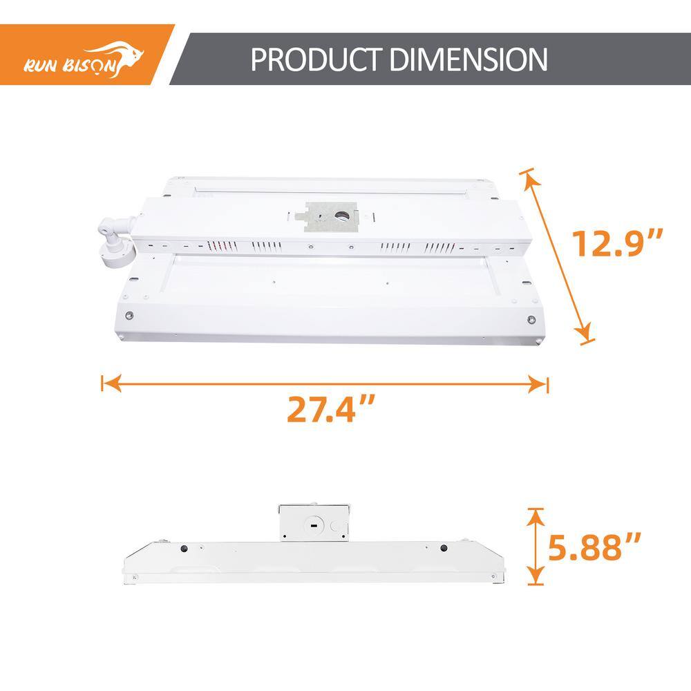 RUN BISON 2 ft. 600-Watt Equivalent Integrated LED High Bay Light with Motion Sensor120-277V 20,925 Lumens 5000K(4-Pack)