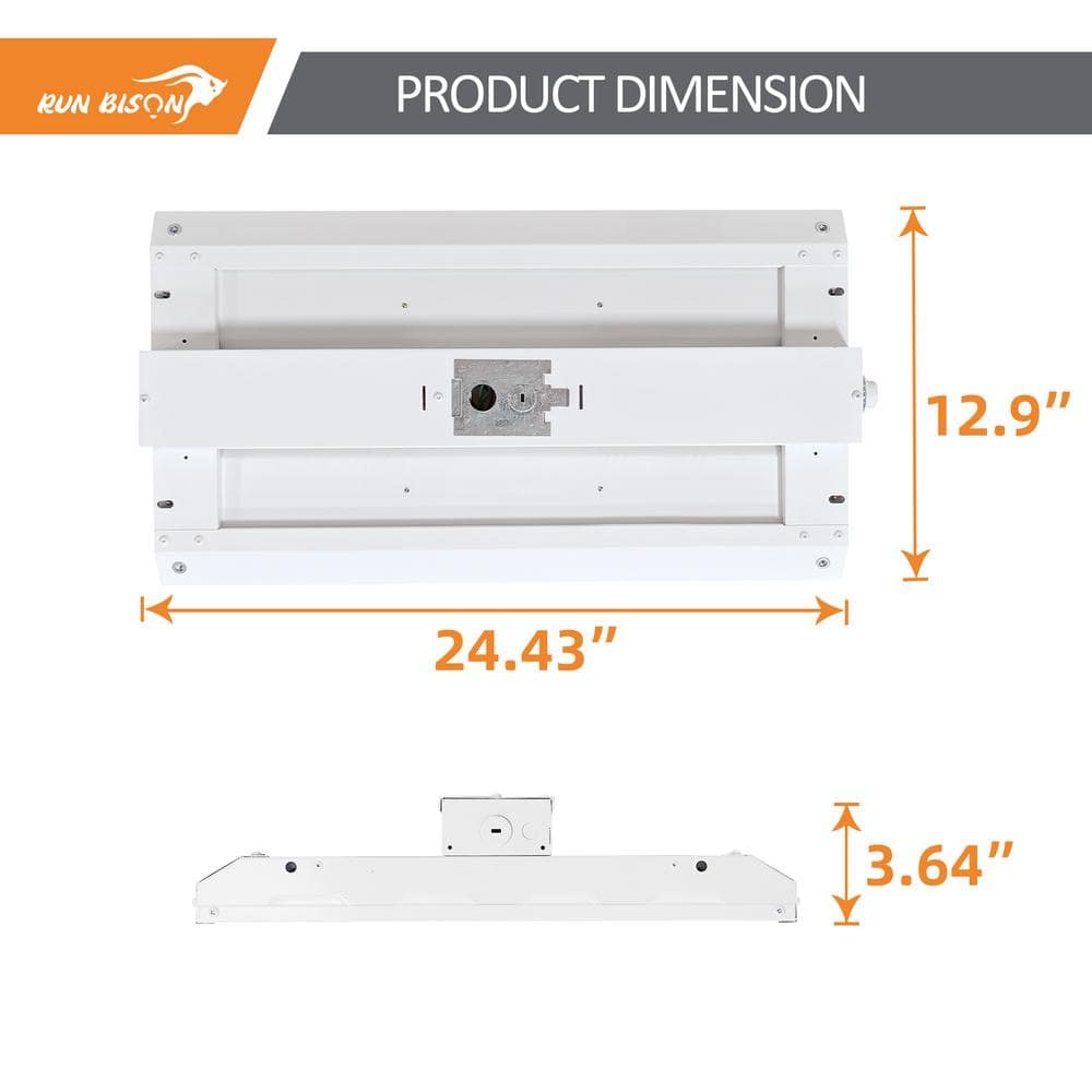 RUN BISON 2-PACK 2ft. 600-Watt Equivalent 20925Lumens Integrated LED Dimmable High Bay Light 5000K Daylight 0-10V Dimming