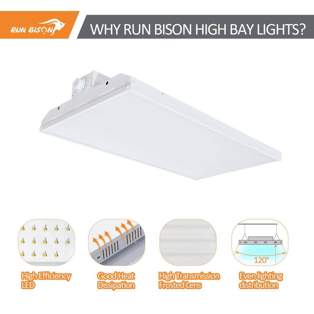 RUN BISON 2-PACK 2ft. 600-Watt Equivalent 20925Lumens Integrated LED Dimmable High Bay Light 5000K Daylight 0-10V Dimming