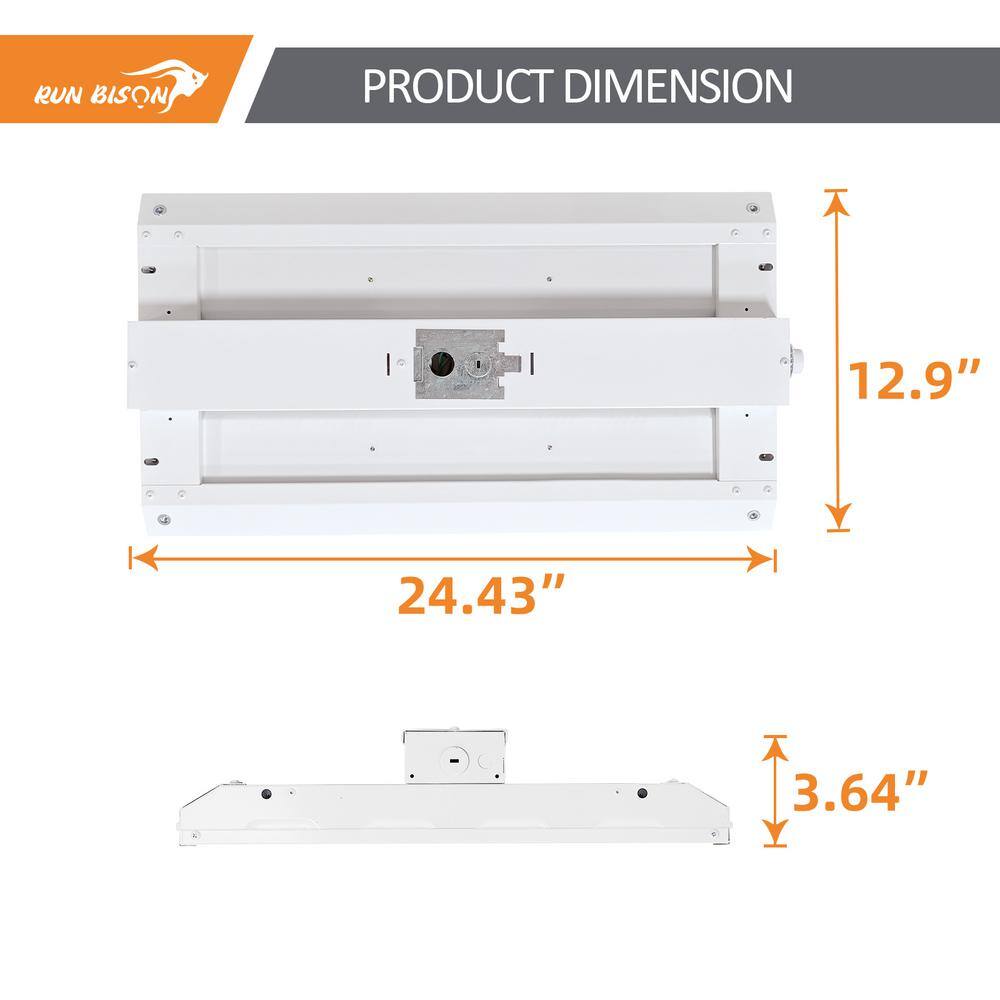RUN BISON 2 ft. 600-Watt Equivalent Up To 28,350 Lumens Integrated LED Dimmable High Bay Light, 5000K Daylight, UL Listed (4-Pack)